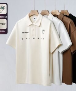 Cotton piqué lapel embroidered polo shirt | 8517