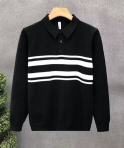 Spring New Men's Solid Color Long Sleeve Business Casual Polo Shirt | 8515