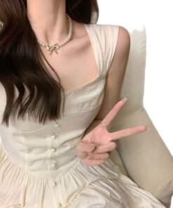 Summer white moonlight temperament sweet and gentle wind slip dress | 8024 - Image 5