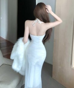 pure desire French dress hot girl celebrity style halterneck skirt | 8030 - Image 4