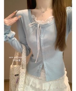 spring slim pure lust style inner top bow base shirt | 9002 - Image 12