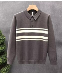 Spring New Men's Solid Color Long Sleeve Business Casual Polo Shirt | 8515 - Image 11