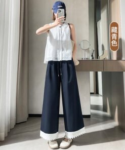 new high waist wide leg straight leg pants | 7006 - Image 16