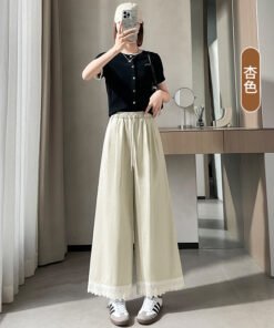 new high waist wide leg straight leg pants | 7006 - Image 11