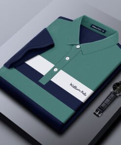 POLO shirt elastic polo shirt striped short-sleeved | 1096 - Image 4