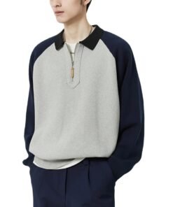 korean version new casual polo neck pullover sweater fall winter | 8520 - Image 5