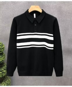 Spring New Men's Solid Color Long Sleeve Business Casual Polo Shirt | 8515 - Image 9