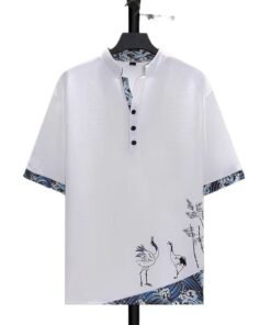 Ice silk suit men's summer thin Tang suit short sleeve casual large siz | 1108 - Image 5