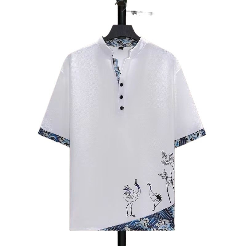 Ice silk suit men's summer thin Tang suit short sleeve casual large siz | 1108 - Image 5
