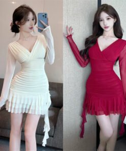 irregular short skirt, ruffles, big swings, night suspenders, tassel dresses | 8015
