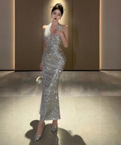 luxury evening dress, bridal toast dress, sexy backless dress | 8027