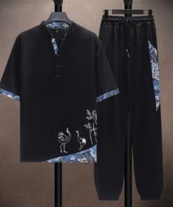 Ice silk suit men's summer thin Tang suit short sleeve casual large siz | 1108 - Image 17