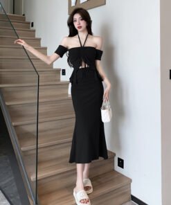 female summer pure desire style sexy halter neck tube top hip fishtail  | 1130