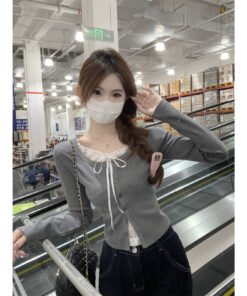 spring slim pure lust style inner top bow base shirt | 9002 - Image 5