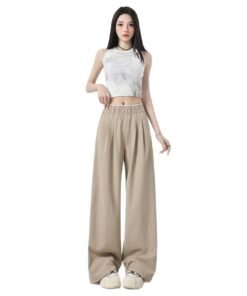 r lace stitching design sense of drape loose and thin wide-leg pants | 7002 - Image 5