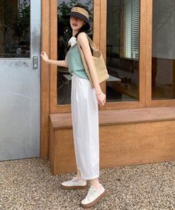 wash pants straight cropped harem women's pants | 7001 - Image 30