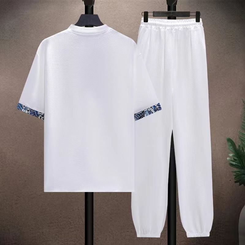 Ice silk suit men's summer thin Tang suit short sleeve casual large siz | 1108 - Image 4