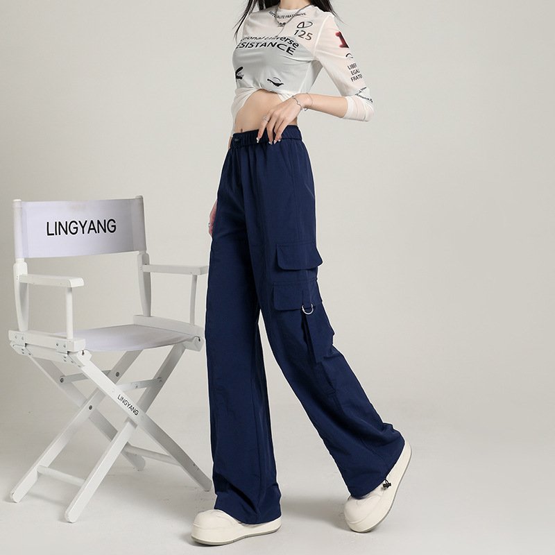 high-waisted casual wide-leg trousers, windproof and waterproof paratrooper pants tide | 7003 - Image 25