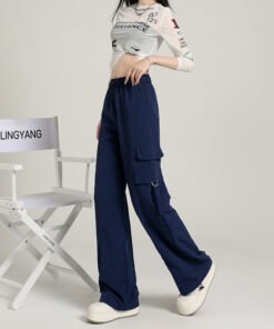 high-waisted casual wide-leg trousers, windproof and waterproof paratrooper pants tide | 7003 - Image 12