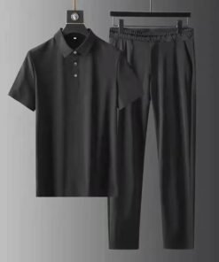ultra-thin quick-drying ice silk short-sleeved two-piece suit high-end men's lapel suit | 1119 - Image 3