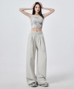 r lace stitching design sense of drape loose and thin wide-leg pants | 7002 - Image 3