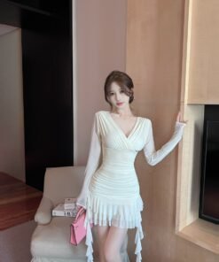 irregular short skirt, ruffles, big swings, night suspenders, tassel dresses | 8015 - Image 11