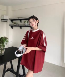 Cotton Korean version of the student design sense niche shoulder T-shirt | 8504 - Image 3