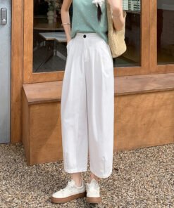 wash pants straight cropped harem women's pants | 7001