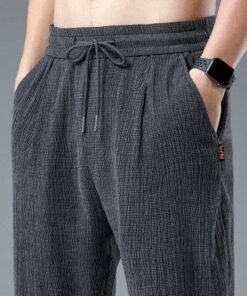 Men's Linen Casual Pants Summer Ice Silk Quick-drying Thin Long Pants | 1114 - Image 3