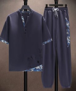 Ice silk suit men's summer thin Tang suit short sleeve casual large siz | 1108 - Image 18