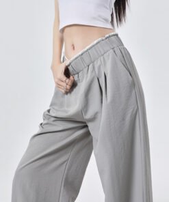 r lace stitching design sense of drape loose and thin wide-leg pants | 7002 - Image 4