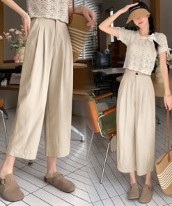 wash pants straight cropped harem women's pants | 7001 - Image 4