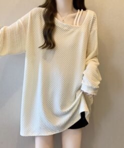 women's spring and autumn style, loose and thin, mid-length top | 9028 - Image 3