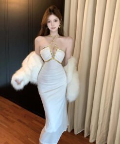 pure desire French dress hot girl celebrity style halterneck skirt | 8030 - Image 6