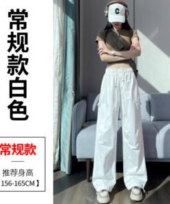 cargo pants binding, wide legs, two high-waisted slacks, sweatpants women | 7005 - Image 25