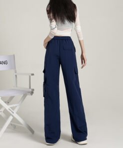 high-waisted casual wide-leg trousers, windproof and waterproof paratrooper pants tide | 7003 - Image 4