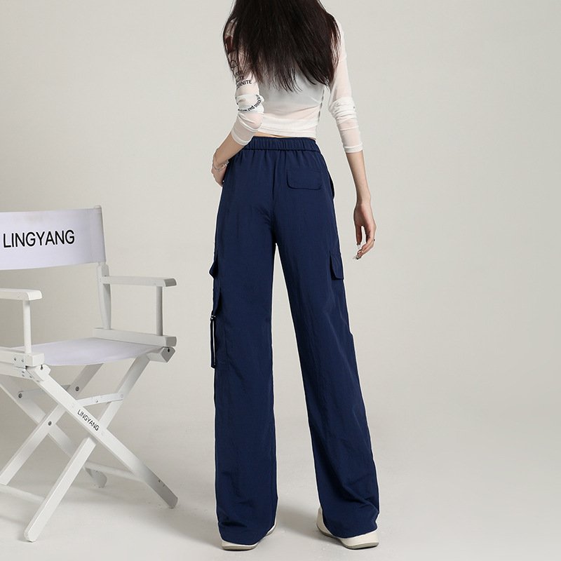 high-waisted casual wide-leg trousers, windproof and waterproof paratrooper pants tide | 7003 - Image 4