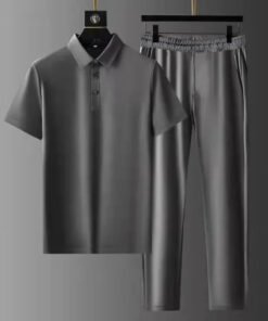 ultra-thin quick-drying ice silk short-sleeved two-piece suit high-end men's lapel suit | 1119 - Image 15