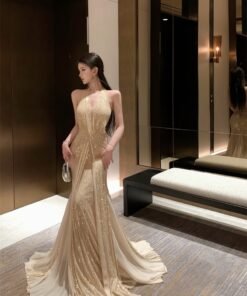 Mermaid Ji High-grade Fine Shining Neck dress Party Dress | 1149 - Image 3