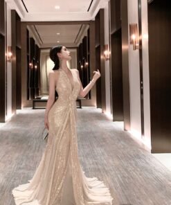 Mermaid Ji High-grade Fine Shining Neck dress Party Dress | 1149 - Image 6