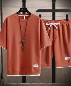 Waffle T-shirt men's short-sleeved co-ord set | 1153 - Image 59