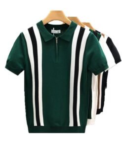 striped knitted polo shirt | 1165 - Image 5