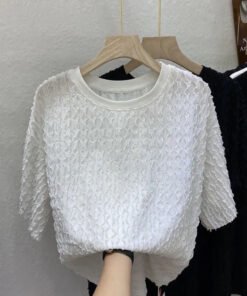 Short Sleeve Loose Large Slim Mid Length Shirt Women | 1174 - Image 4