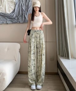 women's summer thin printing straight-tube mopping casual pants | 1170 - Image 4