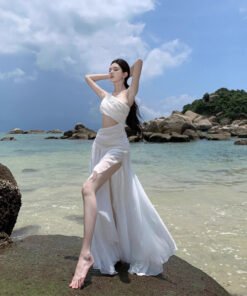 Alternative view of French style niche high-end cool off-shoulder waist dress for women | 1183