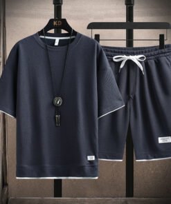 Waffle T-shirt men's short-sleeved co-ord set | 1153 - Image 14