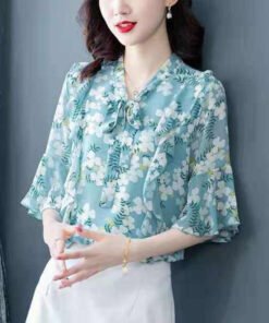 fashion temperament bell sleeve shirt top women's foreign style | 1172 - Image 3
