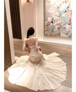 Mermaid Ji High-grade Fine Shining Neck dress Party Dress | 1149 - Image 9
