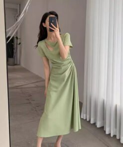 French temperament slim design waist Hepburn style long dress | 1135 - Image 4