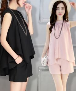 Women's Tops Slim Shorts Two-piece Set Trendy Breathable | 1177